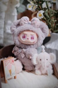 |Genuine|Authentic POPMART Bubble Mart Labubu Macaron Vinyl Face Plush Doll Handmade Modification - Raspberry Bear(Designer:Ah Zhan.) - Image 3