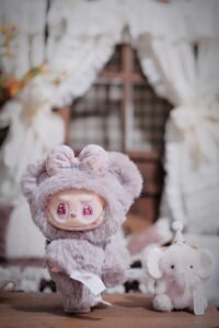 |Genuine|Authentic POPMART Bubble Mart Labubu Macaron Vinyl Face Plush Doll Handmade Modification - Raspberry Bear(Designer:Ah Zhan.) - Image 5